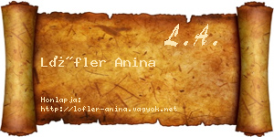Löfler Anina névjegykártya